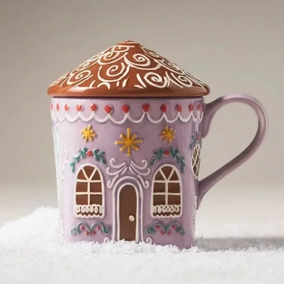 NWT ANTHROPOLOGIE Ginger Stoneware Mug Lavendar - Picture 3 of 10